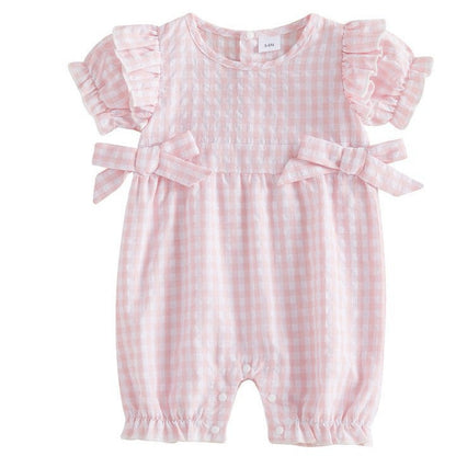 Summer New Arrival Baby Girls Plaid Onesie