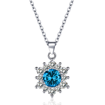 Elegant Full-diamond Snowflake Stud Earrings Pendant Necklace And Ring Jewelry Set