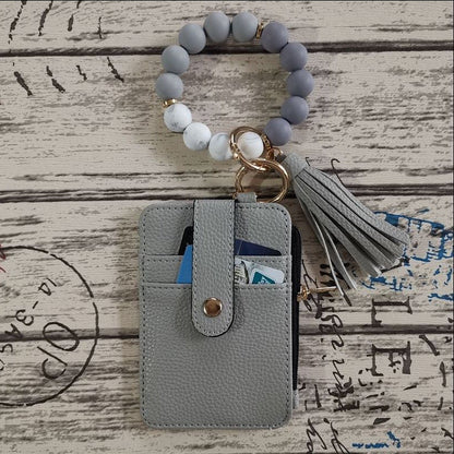 Silicone Bead Bracelet Leather Wallet