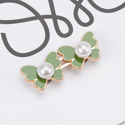 Pearl butterfly waist buckle-pink-alloy-1 pair