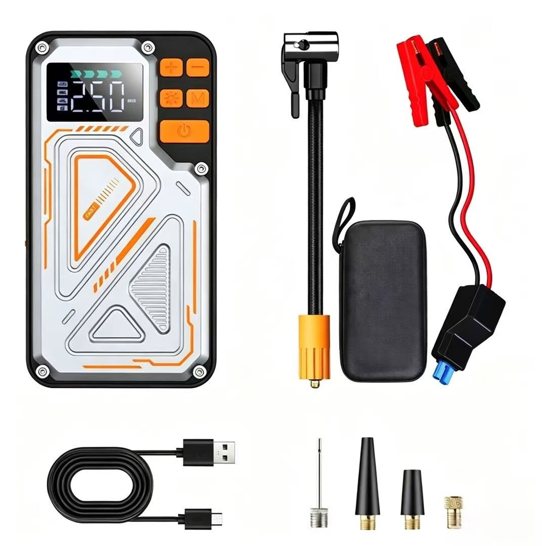 Tire Inflator, Auto Emergency Battery Booster Pack With Air Compressor, Onboard Air Compressor