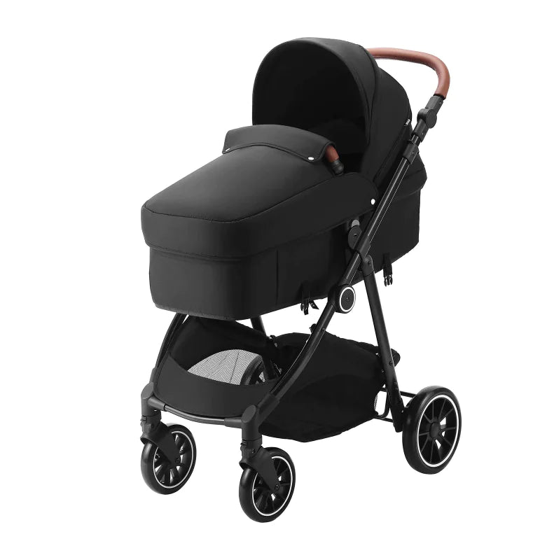 Deluxe Adjustable Baby Stroller with Bassinet - Black - # BAGEG11010003