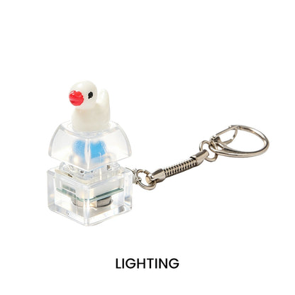 DOWMOO Glowing Button Squeeze Keychain - Glowing, Press And Flashing, Stress-Relief Pendant - Little Duck Keychain