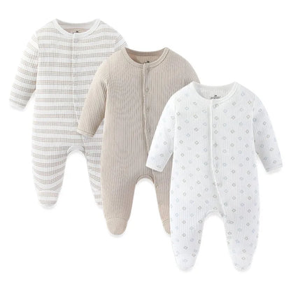 Kiddiezoom 3 Pcs/Lot Autumn Winter Unisex Cartoon Long Sleeve Baby Boy Girl Romper 100%Cotton Soft Newborn Jumpsuits Clothing