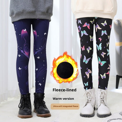 Basic Fleece-lined Extra-thick Childrens Leggings