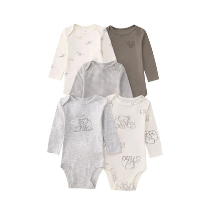 2026 New Baby Bodysuit 5PCS/Lot infantil Jumpsuit Boy Girls Clothes Long Sleeve 100% Newborn Body Bebe Clothing kids Costume