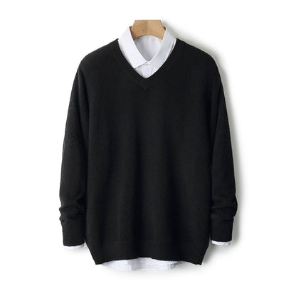 V-neck Cashmere Sweater Loose Fit Extra Thick