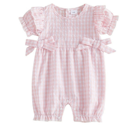 Summer New Arrival Baby Girls Plaid Onesie