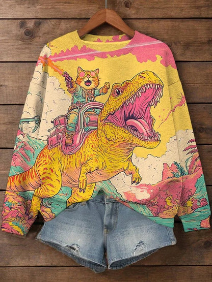 Fashionable Printed Sweatshirt With Long Sleeves