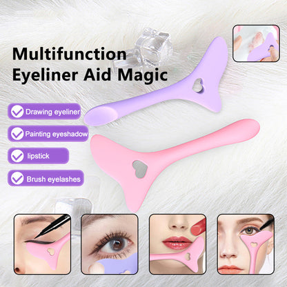 Silicone Eyeliner Stencil Wing Tip Mascara Drawing Lipstick Aid Face Cream Applicator For Beginners Makeup Tool Eyeliner Stencils Silicone Winged Tip Eyeliner Aid Eyebrow Pencil Stencil Reusable