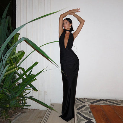 Only Invites Halter Backless Maxi Dress