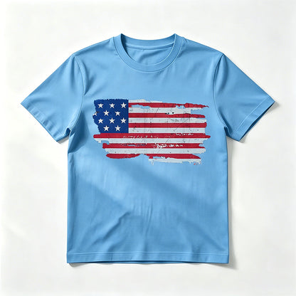 Flag-print Crew-neck Short-sleeve T-shirt