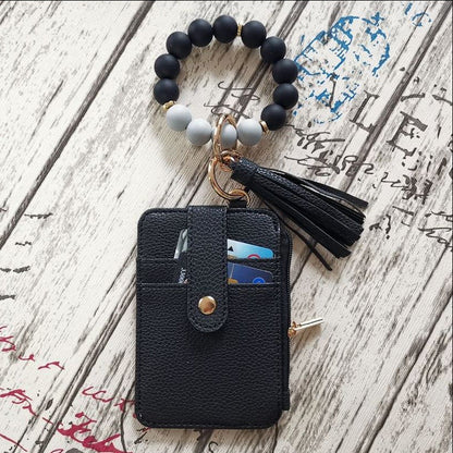 Silicone Bead Bracelet Leather Wallet