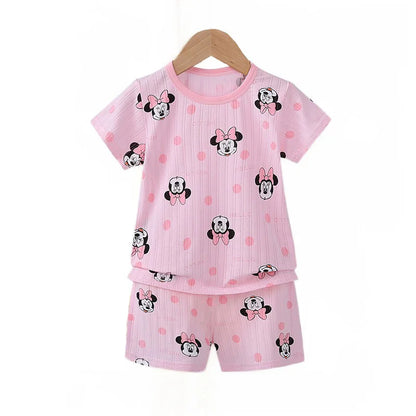 Baby Girl Summer Outfit Set Short Sleeve T-shirt And Shorts Children's Clothing Ages 0-4T