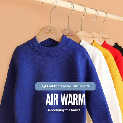 Childrens Fleece-lined White Sweater Mid-length For Fall And Winter