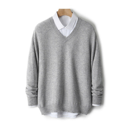 V-neck Cashmere Sweater Loose Fit Extra Thick