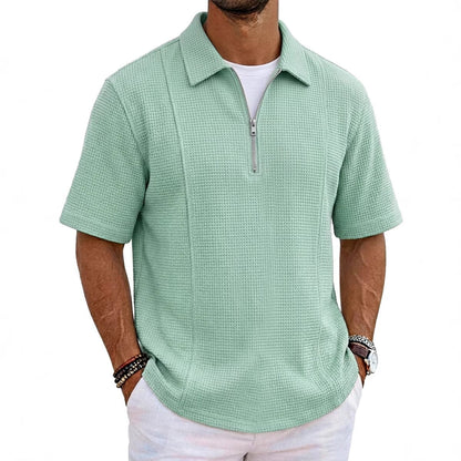 Sports-style Boat-neck Half-zip Polo Shirt