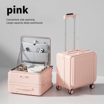 New 20 Inch Side Opening Small Luggage Compartment With Cup Holder, USB Port, Multifunctional Luggage, Boarding Password Box, Sturdy And Lightweight Travel Suitcase, Customizable Pattern