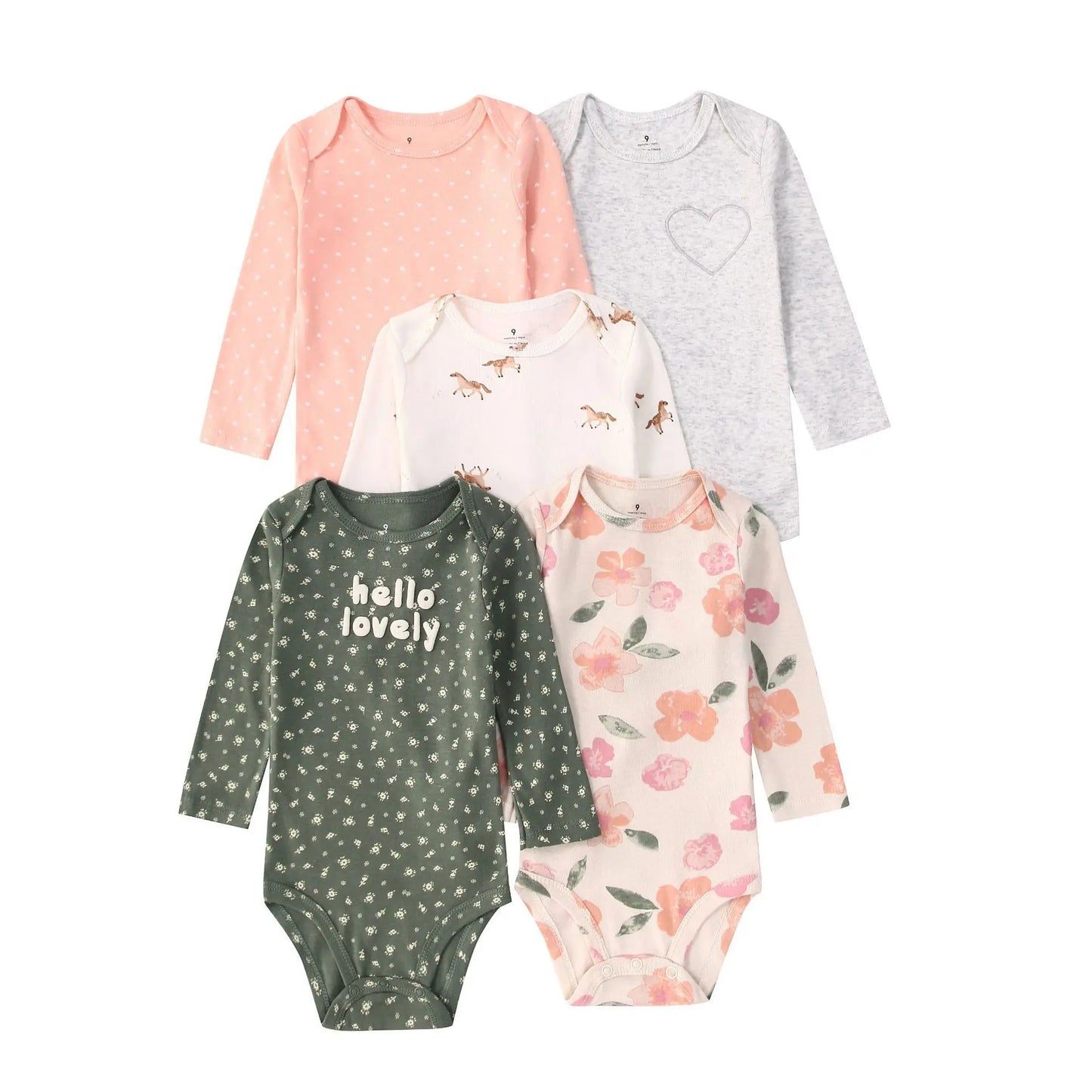 2026 New Baby Bodysuit 5PCS/Lot infantil Jumpsuit Boy Girls Clothes Long Sleeve 100% Newborn Body Bebe Clothing kids Costume