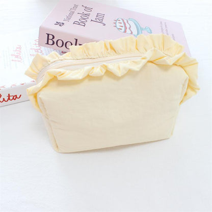 Korean-style Ruffled Makeup Bag Simple Nylon Waterproof Storage Pouch