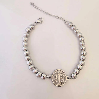 Stainless Steel Religious Series Beaded Bracelet