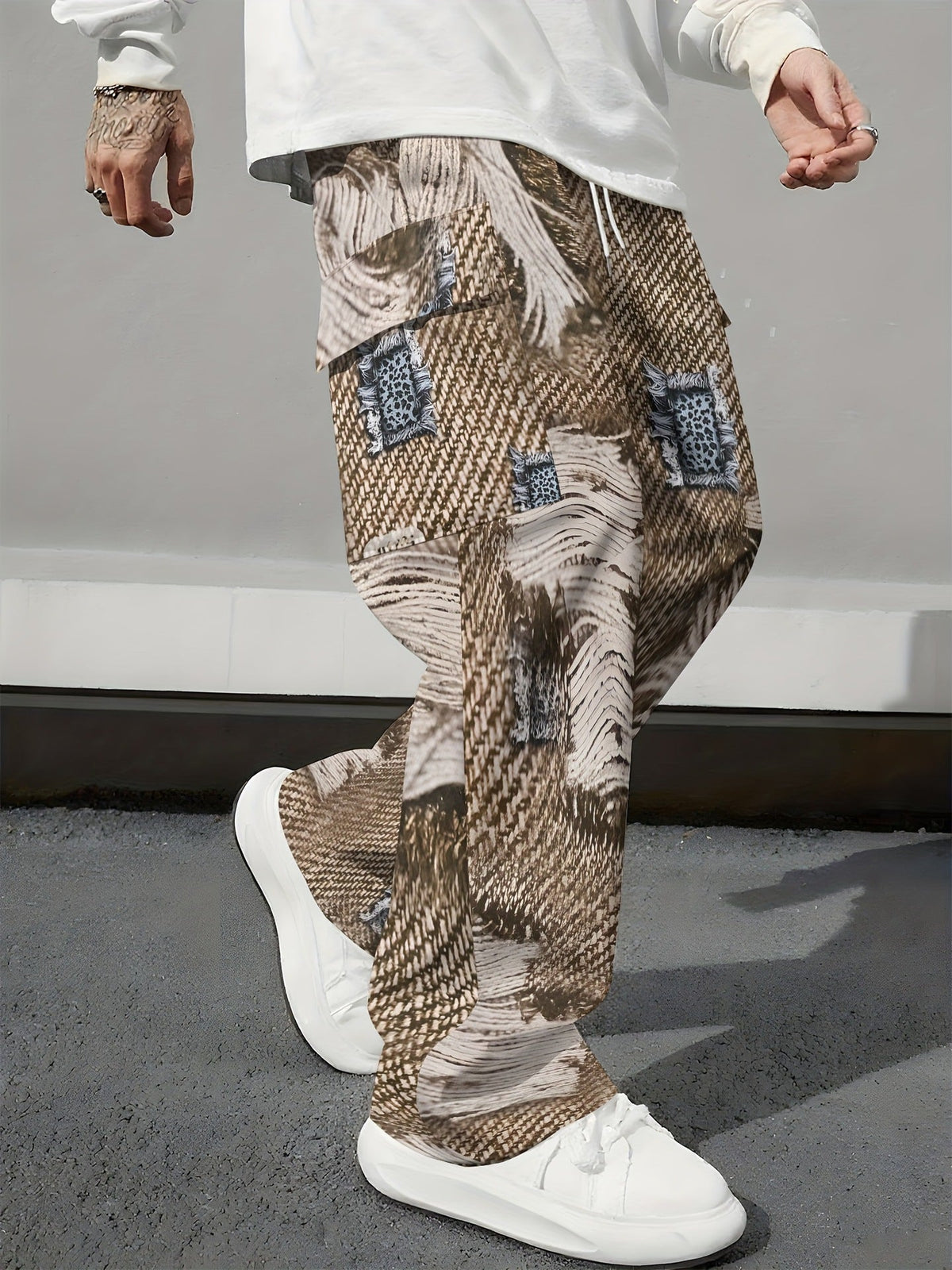Pink Camo Cargo Pants Printed Design Trendy Casual Loose-Fit Versatile And Breathable Trousers