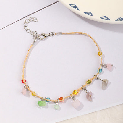 Raffia Pebble Bracelet, Hand-woven Bracelet, Raffia Anklet