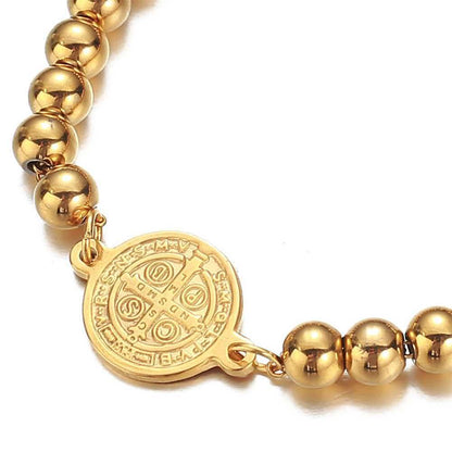 Stainless Steel Religious Series Beaded Bracelet