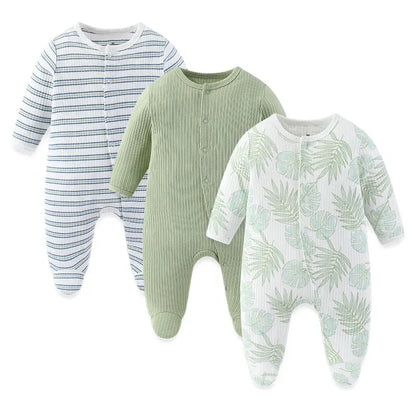Kiddiezoom 3 Pcs/Lot Autumn Winter Unisex Cartoon Long Sleeve Baby Boy Girl Romper 100%Cotton Soft Newborn Jumpsuits Clothing