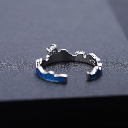 925 Silver Ring Inlaid With Swiss Blue Topaz Exuding Elegance And Sophistication