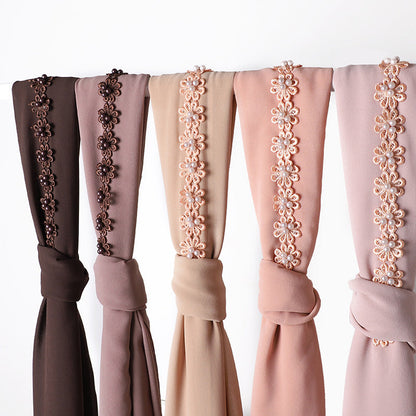 Pearl Chiffon Nail Pearl Decorative Headscarf