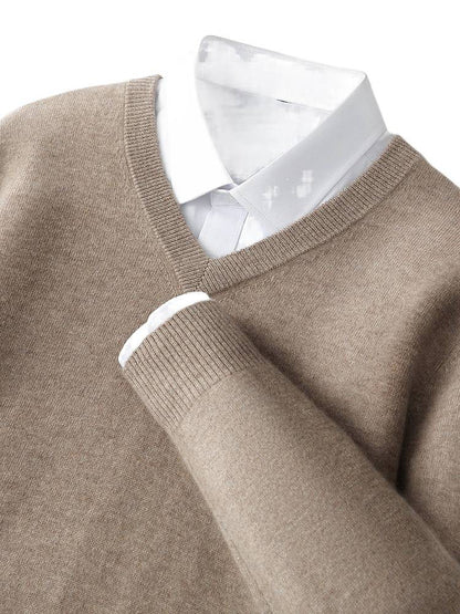 V-neck Cashmere Sweater Loose Fit Extra Thick