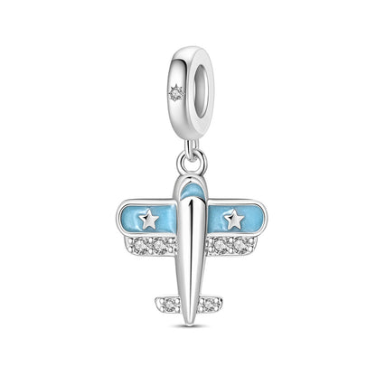 Blue Oil-drip Plated Silver Bow Bracelet And Necklace With Beads