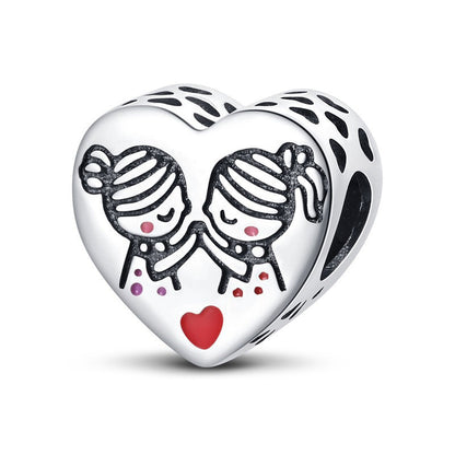 DIY Sisterhood Heart-shaped Bead Pendant Jewelry Accessory