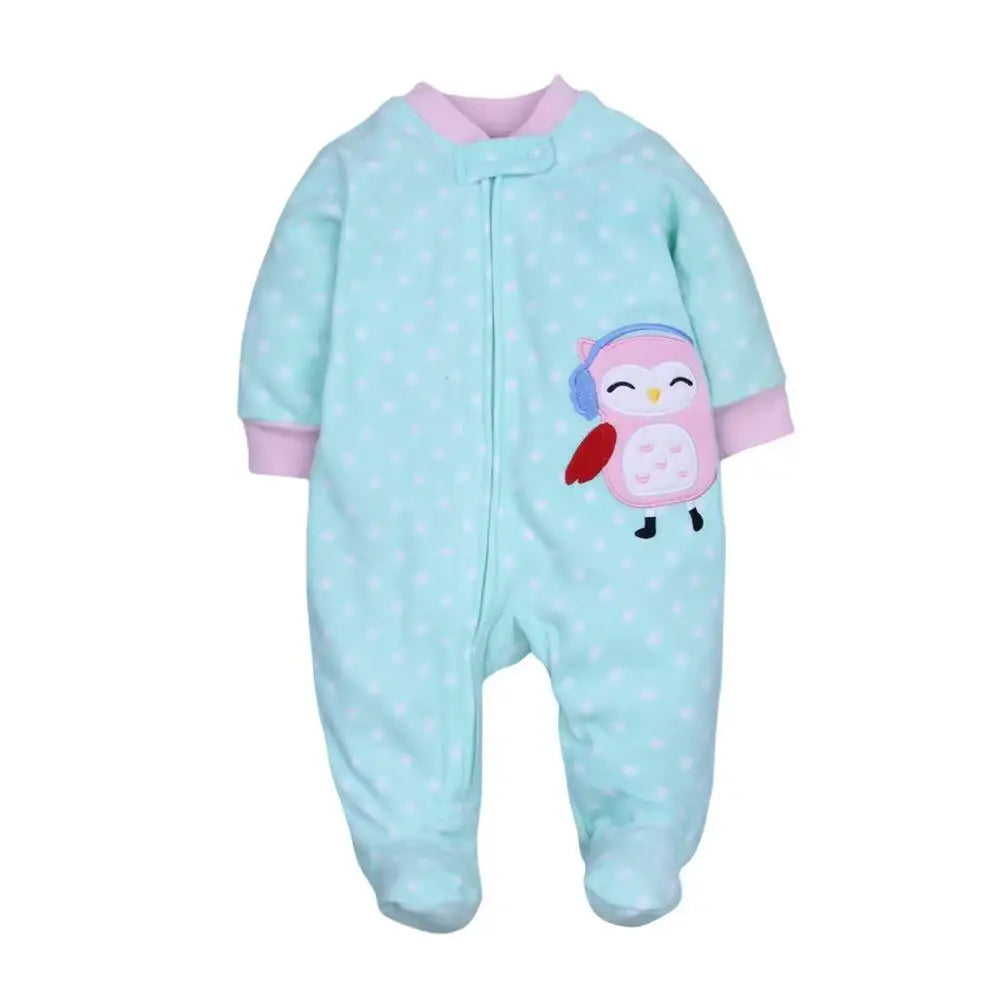 Newborn Baby Romper Spring Autumn Fleece Zipper Boy Girl Pajamas Outfit Animal Jumpsuit Infants Clothing 0 -12 Months