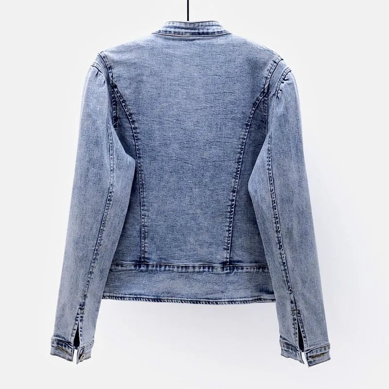 Embroidered Denim Jacket for Women | Loose Cropped Style - # GIAA23210009