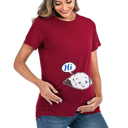 European American Maternity Round Neck Printed T-shirt - # NURSGA11110108