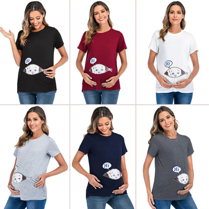 European American Maternity Round Neck Printed T-shirt - # NURSGA11110108