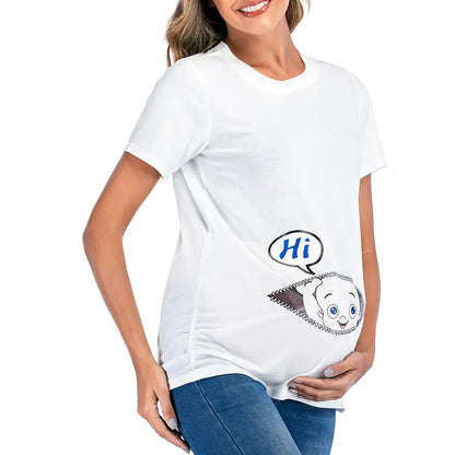 European American Maternity Round Neck Printed T-shirt - # NURSGA11110108