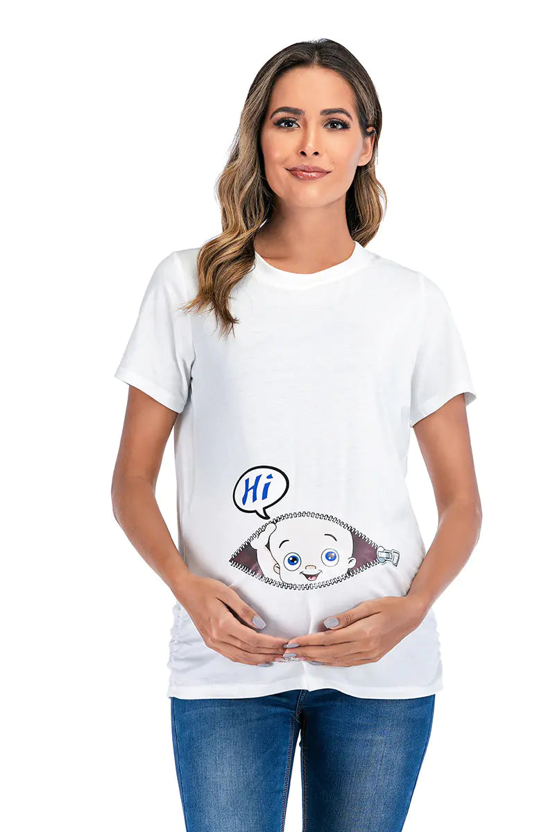 European American Maternity Round Neck Printed T-shirt - # NURSGA11110108