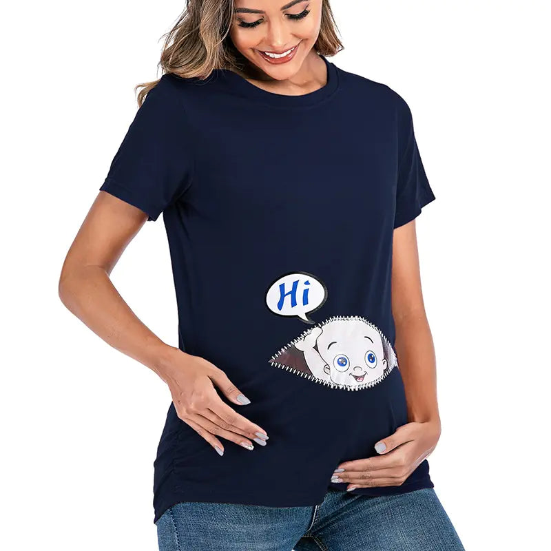 European American Maternity Round Neck Printed T-shirt - # NURSGA11110108