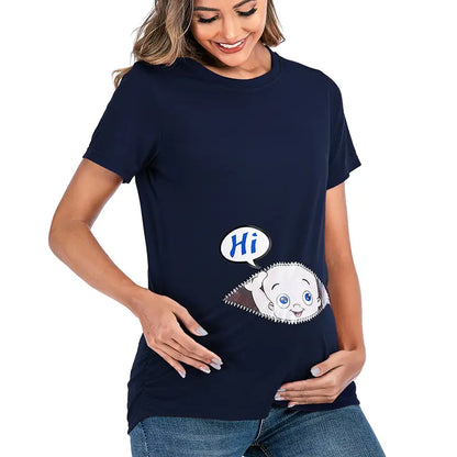 European American Maternity Round Neck Printed T-shirt - # NURSGA11110108
