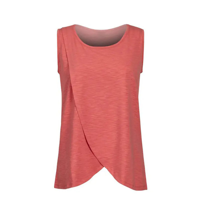 European American Round Neck Sleeveless Maternity Dress - # NURSGA11210101