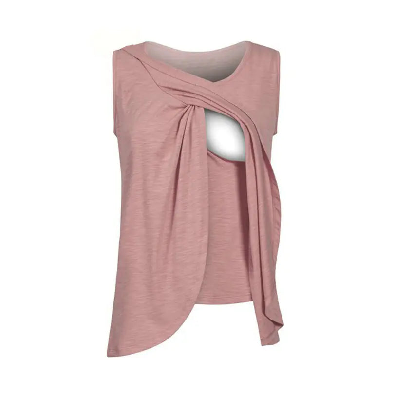 European American Round Neck Sleeveless Maternity Dress - # NURSGA11210101