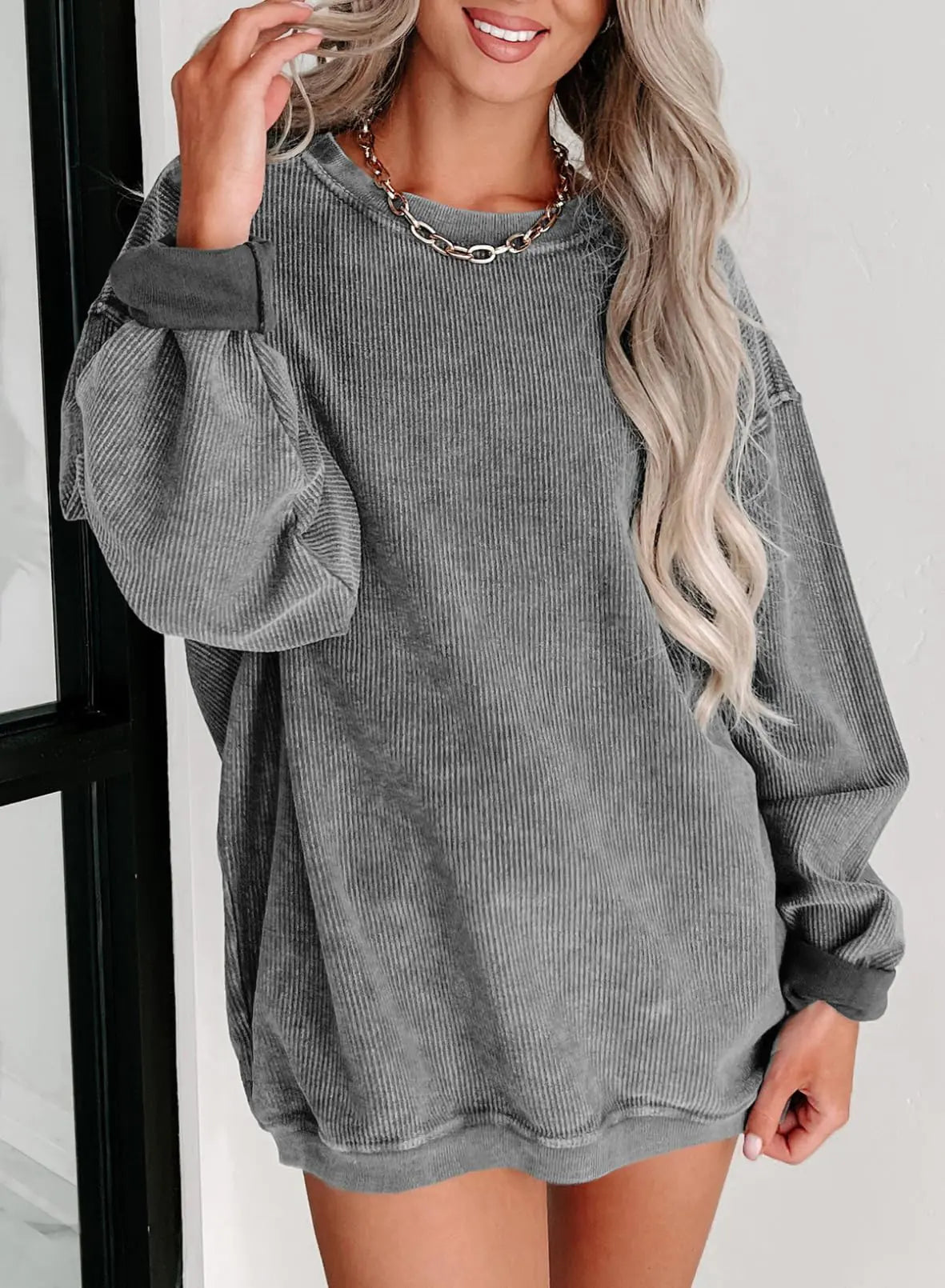 Eytino Women Plus Size Sweatshirts | Long Sleeve | Crew Neck | Casual Oversized Soft Pullover | Tops Shirts| 5X | Grey - # WOAA21510014-PRG