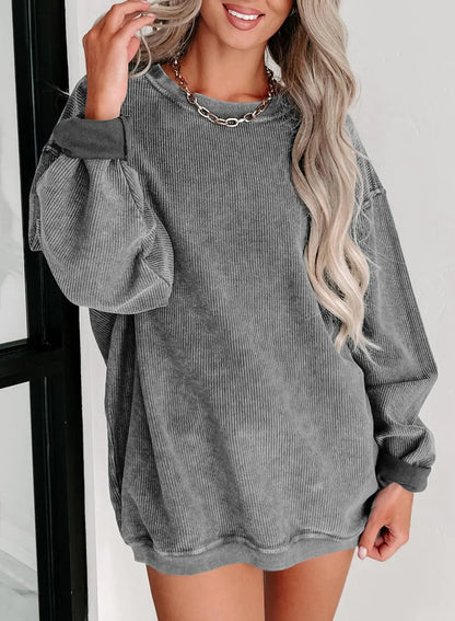 Eytino Women Plus Size Sweatshirts | Long Sleeve | Crew Neck | Casual Oversized Soft Pullover | Tops Shirts| 5X | Grey - # WOAA21510014-PRG