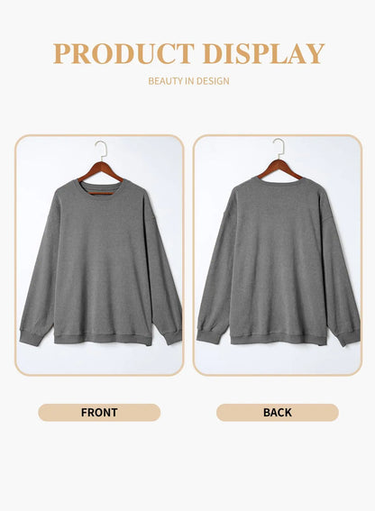 Eytino Women Plus Size Sweatshirts | Long Sleeve | Crew Neck | Casual Oversized Soft Pullover | Tops Shirts| 5X | Grey - # WOAA21510014-PRG