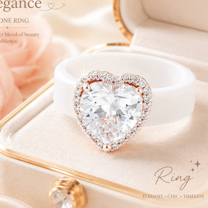 Silicone-inlaid Heart-shaped Zircon Ring