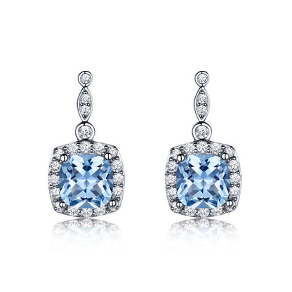 925 Sterling Silver Necklace Sky Blue Topaz Four-Piece Set