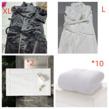 Extended Autumn And Winter Coral Fleece Bathrobe